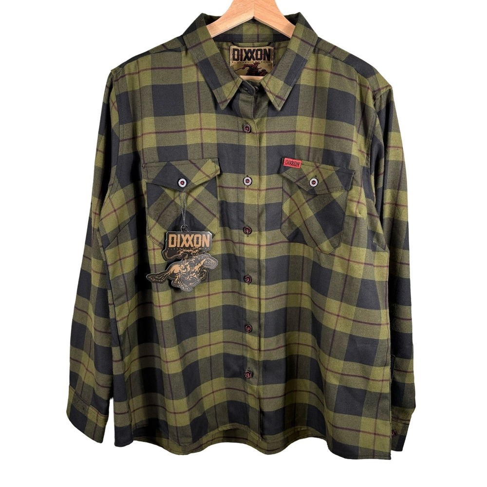Dixxon Shirt Womens 2X Green Black Plaid Flannel Company 12 Gauge Button Up
